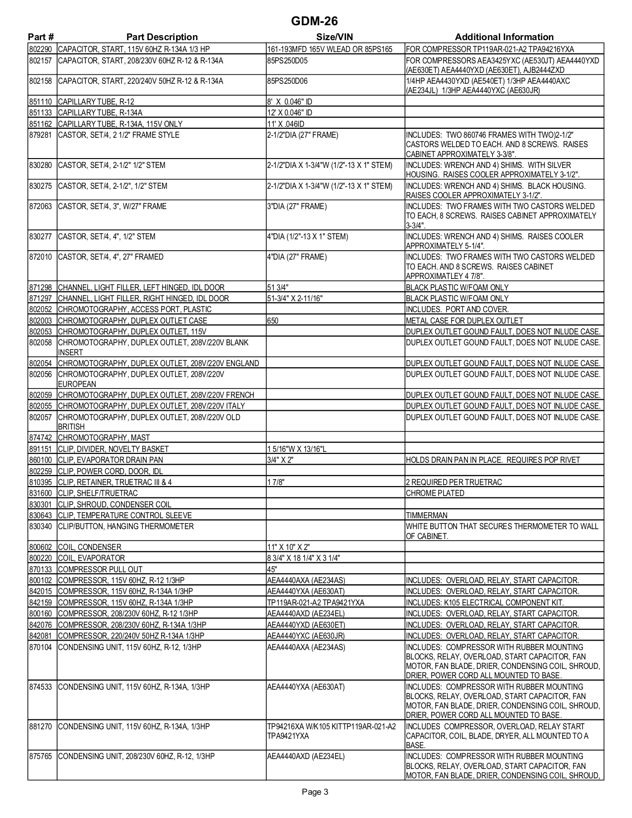 PDF manual for True Refrigerator GDM-26